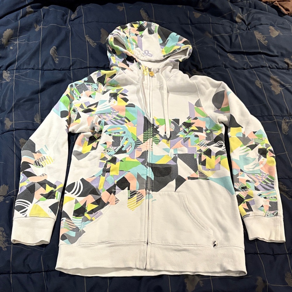 Colourful Geometric Print TNA Full Zip Hoodie - size M